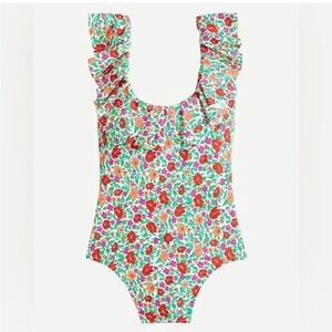 J.Crew 4 Floral Ruffle Scoop Back One Pice Swimsuit